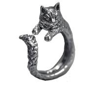 Hao Wu Xuan Vintage Silver Color Ring Terrible Evil Witch Opening Ring Cocktail Party Women's Cute Pet Ring Anniversary