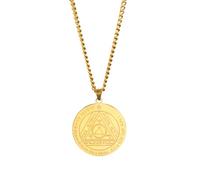 Hao Wu Xuan Vintage Solomon Seal Sun Jupiter Amulet Stainless Steel Necklaces for Men Double Side Pendant Jewelry Gift