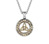 Hao Wu Xuan Vintage Viking Celtic Knot Necklace Men Gold Color Antique Steel Norse Valknut Runes Trinity Pendant Amulet Scandinavian Jewelry