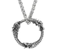 Hao Wu Xuan Vintage Viking Three Headed Dragon Pendant Necklace Stainless Steel Self-Devourer Necklace for Men Jewelry Accessories