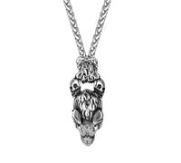Hao Wu Xuan Vintage Vikings Celtic Wolf Head Necklaces Men's Stainless Steel Norse Mythology Fenrir Wolf Animal Pendant Scandinavian Jewelry