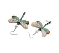 Hao Wu Xuan Vintage Women's Fabric Dragonfly Earrings Personalized Ethnic Style Cute Embroidery European and American Fun Party Gifts