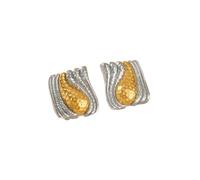 Hao Wu Xuan Vogue Royal Square Earrings for Women Summer Gold Plated Hypoallergenic Stainless Steel Sparkling Model Jewelry