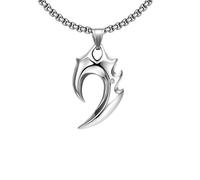 Hao Wu Xuan Wolf Tooth Man Necklaces Rock Punk Animal Pendant Collar Valentine's Father's Day Birthday Party Gifts Stainless Steel