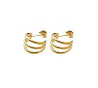 Hao Wu Xuan women Fashion earrings 316L stainless steel Needle Hoop Earrings Three Row Simply Design Classic lic Earrings Women Gifts