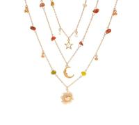 Hao Wu Xuan Women Layered Necklace Sun Moon Stars Jewelry Accessories 2025 Boho Vaion Chain Collarbone Set
