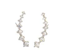 Hao Wu Xuan Women Stud Earrings Rhinestones Zircon Earrings Ear Hook Clip Stud Jewelry Gold Sliver Aretes De Mujer Серьги Женские