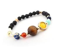 Hao Wu Xuan Women's Fashion Jewelry Bracelet - Galaxy Solar System Guardian Star Natural Stone Beads Bangle - Universe Eight Planets