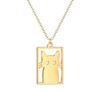 Hao Wu Xuan Women's Necklace Cute Pendant Rectangular Pendant Stainless Steel Animal Pet Jewelry Birthday Gift