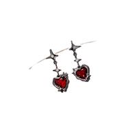 Hao Wu Xuan Y2K Goth Heart Cross Star Pendant Earrings Women Red Zircon Love Dangle Earring Gothic Irregular Tassel Earrings Jewelry