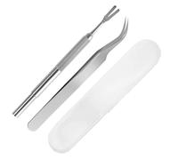 Hao Zhu 2PCS Tick Remover Tool Set, Tick Removal Tool, Stainless Steel Tick Remover Tool Set Complete Tool Kit for Humans, Cats & Dogs(With Tick Removal Tweezers & Sharp Rake & Box)