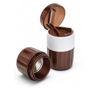 Hao Zhu Pill Cutter 3-in-1 Pill Crusher 5.5x5.5x8.1cm Brown | Hao Zhu Pill Cutter for small pills: 3-in-1 pill splitter & pill crusher; easy swallow, storage; coffee, seniors & pets.