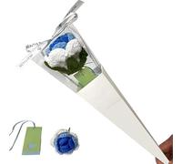 HAOBANGBEIJIA 1PC Crochet Roses; Handmade Finished Roses; Gradient Rose Romantic Rose Gift for Your Lovers or Your Families with Gift Box and Gift Card (Gradient Blue)