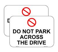 Haobase 2 Pcs Do Not Park Across The Drive Sign Sticker - 25 cm x 17.5 cm - Self Adhesive Vinyl
