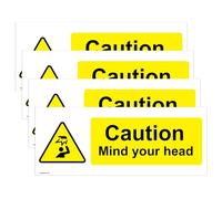Haobase 4PCS Caution Mind Your Head Safety Sign - Self Adhesive Vinyl Sticker (200mm x 80mm)