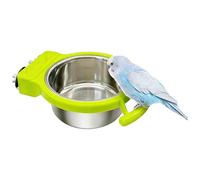 HAOBIN 1 Piece Parrot Feeding Cup Bird Cage Accessories Easy Care Stainless Steel Parrots Feeding Cup Water and Food Bowls in Bird House for Cockatiels, Budgies, Parakeets