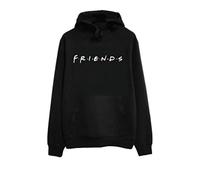 Haobing Women Girls Hoodies Friends Letter Printed Casual Sweatshirts with Pocket Long Sleeve Pullover (Black #Hooded, CN L)