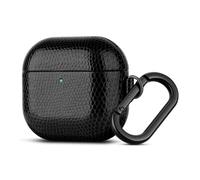 Haobobro for AirPods 5/4 Case with Clip - Handmade PU Leather AirPods Case | Premium Vegan Leather Cover, Fully-Wrapped Design, Supports Wireless Charging, Lizard-Effect Texture - Black