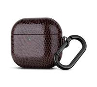 Haobobro for AirPods 5/4 Case with Clip - Handmade PU Leather AirPods Case | Premium Vegan Leather Cover, Fully-Wrapped Design, Supports Wireless Charging, Lizard-Effect Texture - Coffee
