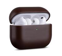 Haobobro for AirPods Pro 2 Leather Case Cover - Leather from Cow Hide, Handmade Drop Protective Hard Cover, Qi and MagSafe Charging Compatible - for AirPods Pro 2nd Generation Case - Coffee Brown