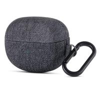 Haobobro Handmade Case - for Bose Ultra Open Earbuds Case Cover with Keychain - Skin-Friendly Vegan Leather, Woolen Fabric Cloth Style, Drop Protective Hard Cover for Bose Open Ear Earbuds - Black