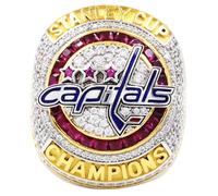 haobook 2018 NHL Capitals Championship Ring Replica with Cubic Zirconia Wooden Gift Box for Men, Women, Friends The Best Souvenir for Hockey Fans,14#