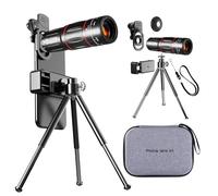 Haobook 4-in-1optical zoom high-definition mobile lens,28×telephoto lens+20×macro lens+0.6×wide-angle lens + 198° fisheye lens,Support Hand-held,Eye View,Spot Shooting