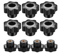 HAOCHEN 10 Pcs M6 Star Shape Head Knobs, Black Plastic Female Thread Clamping Knobs, Grip Hand Knob Handle for Woodworking Fixture Furniture Machine Tool