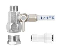 HAOCHEN Feed Water Adapter - Water Line Splitter 3/8"x3/8"x1/4" or G 1/2"xG 1/2"x1/4", Brass Water Supply Valve with 1/4" Push in Quick Connect fitting for RO Filter,Refrigerator,Ice Maker