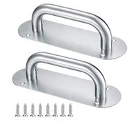 HAOCHEN Pull Push Door Handles with Back Plate, Heavy Duty Hardware for Cabinet, Cupboard, Shed, Toilet, Barn Door Sliding Handles