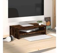 HaoChrymec Monitor Stand Riser with Storage Shelf, Engineered Wood Smoked Oak Finish, Minimalist Design Laptop Stand, Desk Organiser Shelf for Home Office, 42x24x13 cm