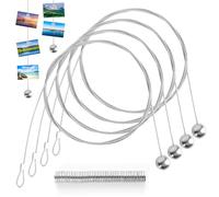 Haocjanc 4 Pieces 1.5 mm x 2 m Photo Rope, Photo Chain with 48 Magnets, Wire Rope, Magnetic Photo Rope for Hanging Photos and Postcards (Silver)