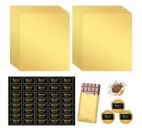 Haocjanc Gold Foil Chocolate Packaging, 100 Sheets & 105 Stickers, 19 x 16 cm, Luxury Gift Wrap for Special Occasions
