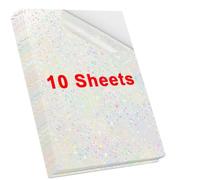 HAOCNC 10 Sheets A4 Self Adhesive Cold Laminating Film With Stars Dots Broken Glass Design DIY Package Color Card Photo Laminating Paper(Star)