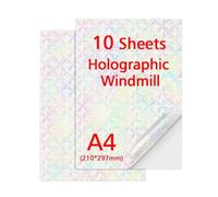 HAOCNC 10 Sheets A4 Shiny Stars Holographic Glitter Lamination Film Glass Heart Shape Cold Laminating Film For Photos DIY Color Card Compatible With Printer Supplies(Windmill)