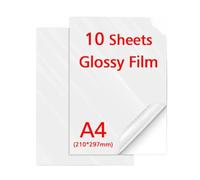 HAOCNC 10 Sheets A4 Shiny Stars Holographic Glitter Lamination Film Glass Heart Shape Cold Laminating Film For Photos DIY Color Card Compatible With Printer Supplies(Glossy film)