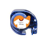 HAOCNC 1Pcs 12mm LT Tape For Fabric Iron On Label Compatible With Printer Supplies LT-100H LT-100T QX-50 2000 For Part Number 18769 18773 18777(Black on White)