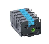 HAOCNC 3 5Pcs Compatible For RE34 RN34 RW34 R234 R231 12mm Satin Ribbon Label Tapes For Label Maker(5PK BK on Sky Blue)