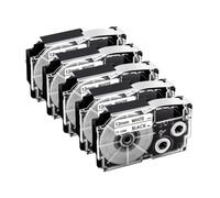 HAOCNC 3/5PK 9/12mm XR12WE Compatible With Printer Supplies KL-60 KL-60SR KL-100 For Part Number XR-12WE XR-12YW XR-9WE XR-9YW XR-12X XR-9X(5PK Black on White)