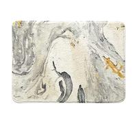 HAOCOO Bathroom Rugs Beige Marble Velvet Bath Mat Non-Slip Modern Bath Rug Soft Luxury Microfiber Machine-Washable Floor Rug for Tub Shower（ 18‘’x25‘’）