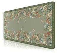 HAOCOO Dark Green Floral Desk Mat, Desk Mat for Keyboard and Mouse, XL Mouse Pad with Non-Slip Rubber Base, Waterproof Computer Mats for Desktop, Long Mouse Pad for Gaming, Women Office