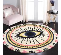 HAOCOO Evil Eye Round Area Rugs 4ft, Non-Slip Super Soft Velvet Vintage Living Room Rug,Creative Boho Rug Tribal Style Circle Rug Floor Carpet for Bedroom Kitchen Nursery Dinner Room Decor
