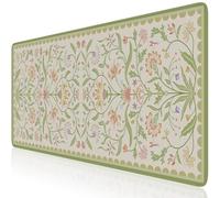 HAOCOO Sage Green Iris Desk Mat, Big Mouse Pad for Keyboard, Non-Slip Base | Floral Desktop Mat for School Study Setup, 35.4" x 15.7" Non-Slip Computer Mouse Pad for Home Office
