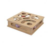 HaoCpetslian Interactive Wooden Cat Puzzle Toy Box with 4 Balls Interactive Cat Toy for Indoor Cats Indoor Hunting Play Toy Treat Puzzle Toys for Cats