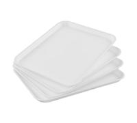 Haodehen 4 Pack Plastic Rectangular Serving Tray, Dinner/Drinks Serving Platter, Large Display Tray 43.7cm x 34.22cm, White