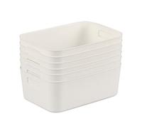 Haodehen 6 Packs Plastic Storage Boxs, 24.5 X 16.5 X 9.5 Open Organizer Containers Bins for Bathroom, Kitchen, Closet, Pantry, Fridge, White