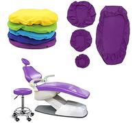 HAODING 4Pcs/Set Advanced Protective Full Dental Chair Cover Washable - Dental PU Leather Unit Dental Chair Seat Cover Chair Cover Elastic Waterproof Protective Case Protector Dentist(Color:Purple)
