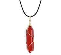 Haodream Crystal Agate Pendant Valentines Day Gifts Jewelry Decoration Carnelian Necklace Hexagonal Prisms for Friend Agate Pendant Carnelian Necklace Gemstones Wire