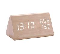 Haodream Digital Clock Wood Triangular LED Alarm, and white lam, A