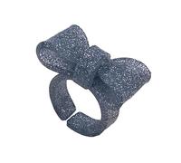 Haodream Lovely Acrylic Resin Rings Trendy Colorful Bow, Glitter gray, H